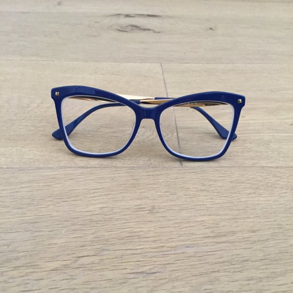 NEVER WORN - Blue & Gold Butterfly Glasses Frames - Picture 1 of 8